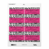 Zebra Print & Hot Pink Business Label (Full Sheet)
