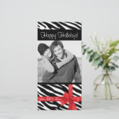Zebra print kerstfotokaart feestdagenkaart (Staand voorkant)