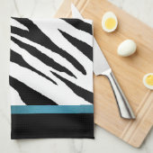 Zebra Print Keukenhanddoek - Blauw Strip Design (Quarter Fold)