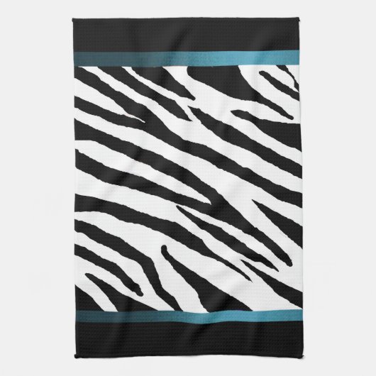 Zebra Print Keukenhanddoek - Blauw Strip Design (Verticaal)