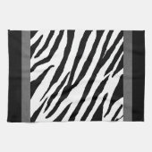Zebra print keukenhanddoek-zilveren strop ontwerp theedoek (Horizontaal)