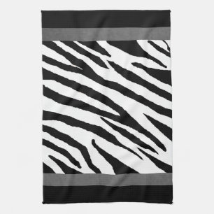 Zebra print keukenhanddoek-zilveren strop ontwerp theedoek