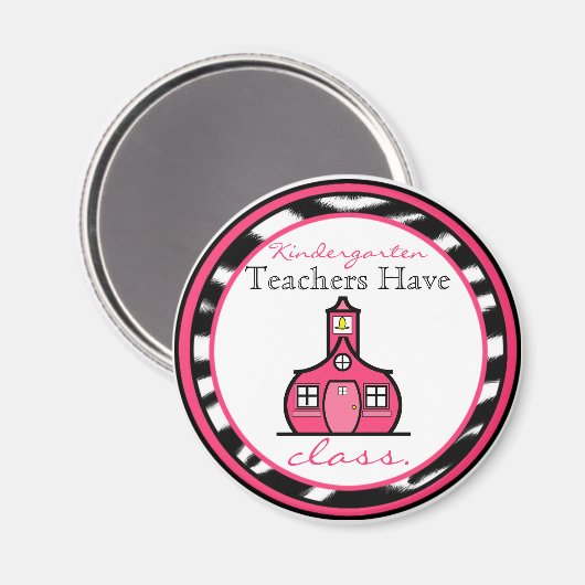 Zebra Print Kleuterschool Docent Magnet (Voorkant / Achterkant)