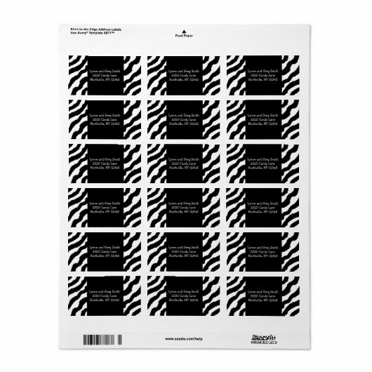 Zebra Print Labels (Full Sheet)