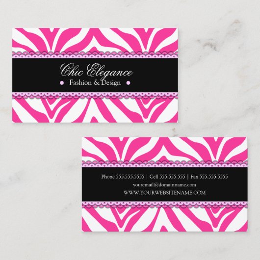 Zebra Print & Lace Elegant Visitekaartje (Voorkant / Achterkant)