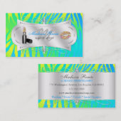Zebra Print Lemon Limoen Glitter Cosmetoloog Visitekaartje (Voorkant / Achterkant)
