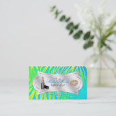 Zebra Print Lemon Limoen Glitter Cosmetoloog Visitekaartje (Staand voorkant)