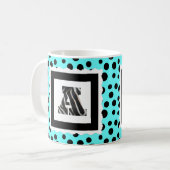 Zebra Print Letter "A" op Aqua/Black Polka Dots Koffiemok (Voorkant links)