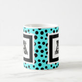 Zebra Print Letter "A" op Aqua/Black Polka Dots Koffiemok (Center)