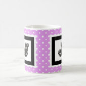 Zebra Print Letter "J" op Lila/witte poolpunten Koffiemok (Center)
