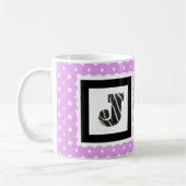 Zebra Print Letter "J" op Lila/witte poolpunten Koffiemok (Links)