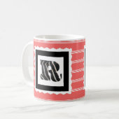 Zebra Print Letter "R" op Roos/witte pagina's Koffiemok (Voorkant links)