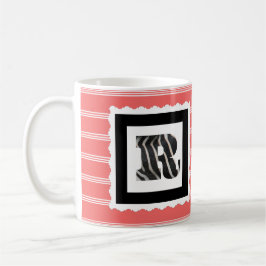 Zebra Print Letter "R" op Roos/witte pagina's Koffiemok