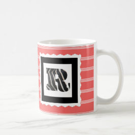 Zebra Print Letter "R" op Roos/witte pagina's Koffiemok