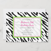 Zebra Print Lime Green en Pink Party uitnodigingen (Voorkant)