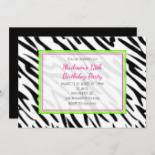 Zebra Print Lime Green en Pink Party uitnodigingen (Voorkant / Achterkant)