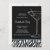 zebra print martini bachelorette kaart (Voorkant)