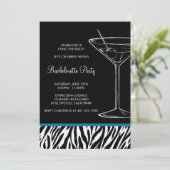 zebra print martini bachelorette kaart (Staand voorkant)