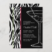 zebra print martini - verjaardagsfeest kaart (Voorkant / Achterkant)