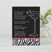 zebra print martini - verjaardagsfeest kaart (Staand voorkant)
