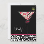 zebra print martini - verjaardagsfeest kaart (Achterkant)
