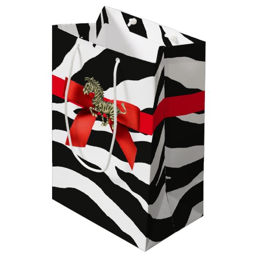 Zebra Print Medium Cadeauzakje (Voorkant Gekanteld)