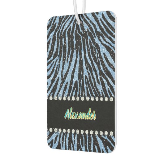 Zebra print met blauwe en zwarte accenten luchtverfrisser (Links)