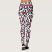 Zebra Print met Hot Pink Sparkle Hearts Leggings (Achterkant)