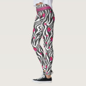 Zebra Print met Hot Pink Sparkle Hearts Leggings (Links)