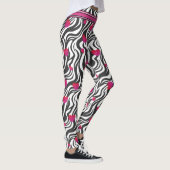 Zebra Print met Hot Pink Sparkle Hearts Leggings (Rechts)