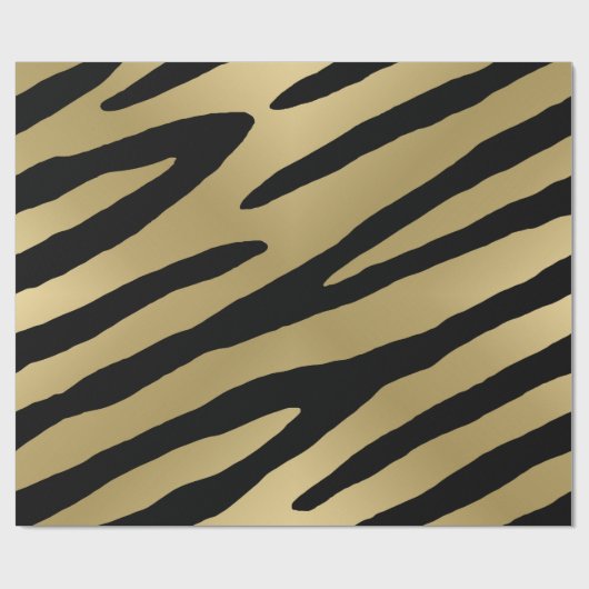 Zebra Print Metallic Gold Patroon Cadeaupapier (Vlak)