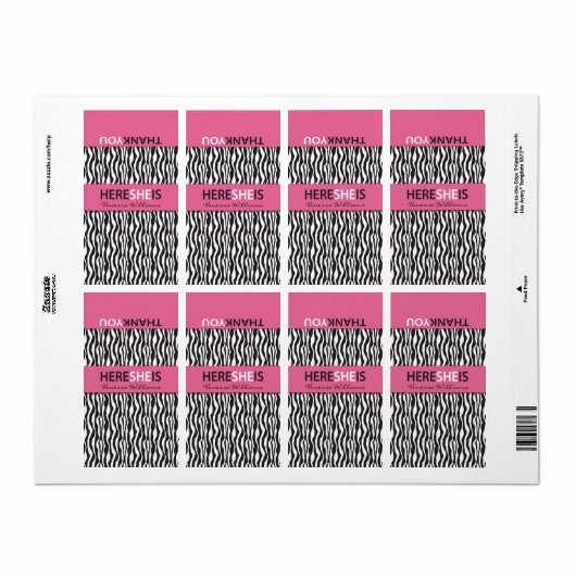 Zebra Print Mini Hersheys Label (Full Sheet)