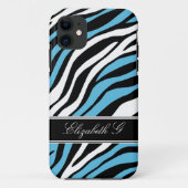 Zebra Print Mix Blue iPhone 5 Hoesje (Achterkant)