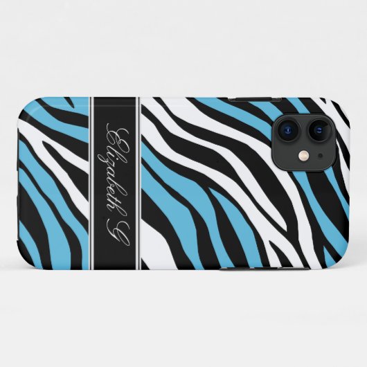 Zebra Print Mix Blue iPhone 5 Hoesje (Achterkant (horizontaal))