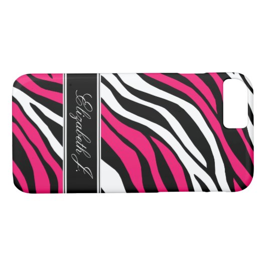 Zebra Print Mix Fuchsia iPhone 7 Hoesje (Achterkant (Horizontaal))