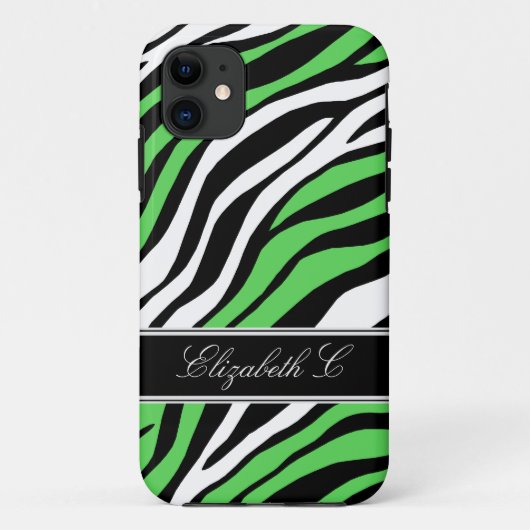 Zebra Print Mix Lime Green iPhone 5 Hoesje (Achterkant)