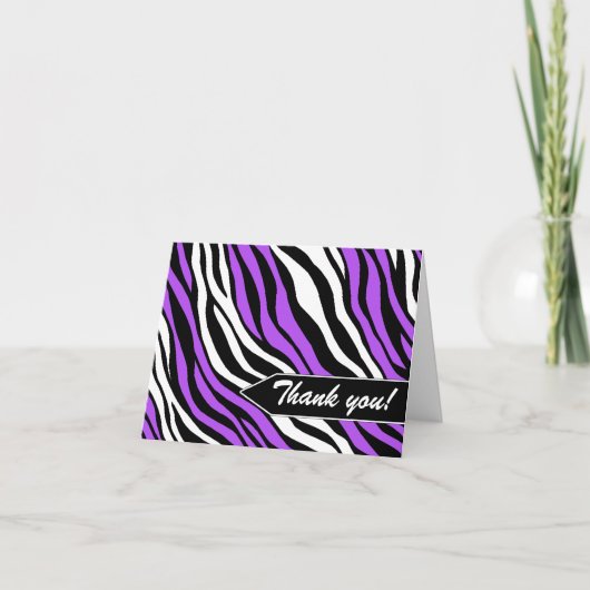Zebra Print Mix Paars Bedankt kaarten (Voorkant)