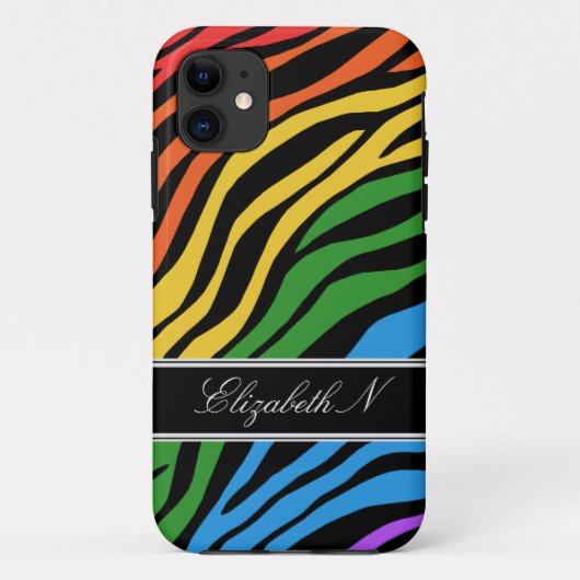 Zebra Print Mix Rainbow iPhone 5 Hoesje (Achterkant)