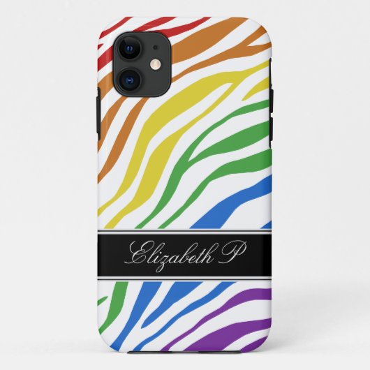 Zebra Print Mix Rainbow iPhone 5 Hoesje (Achterkant)