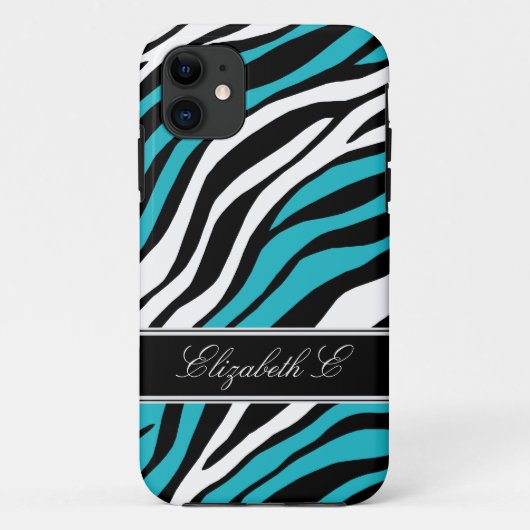 Zebra Print Mix Turquoise iPhone 5 Hoesje (Achterkant)