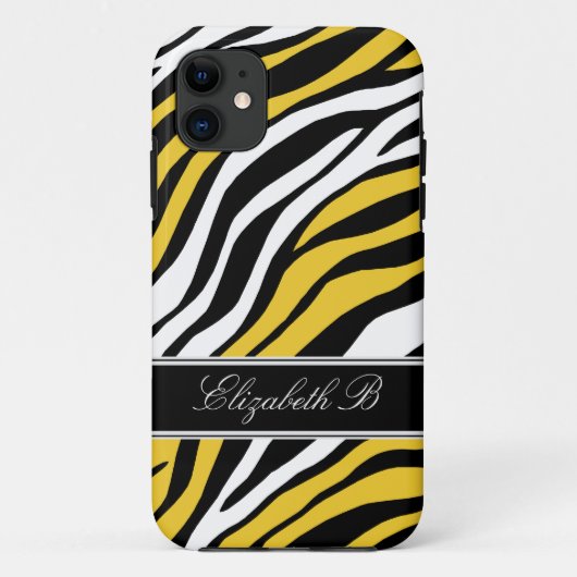 Zebra Print Mix Yellow iPhone 5 Hoesje (Achterkant)
