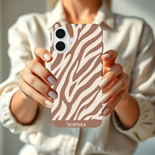 Zebra Print-Mocha Mousse iPhone 16 Hoesje
