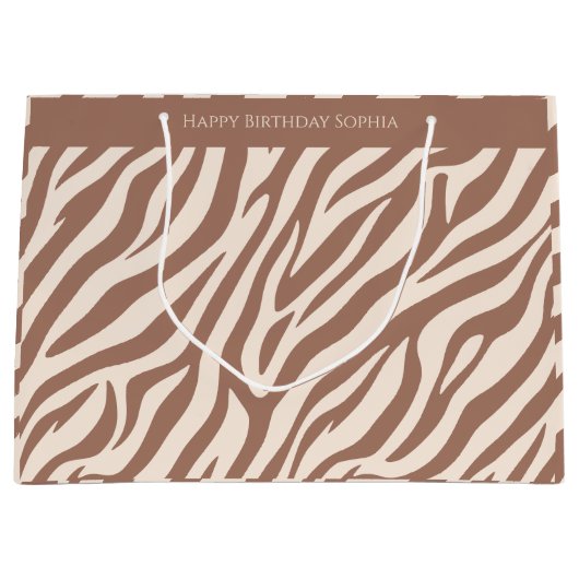Zebra Print-Mocha Mousse Groot Cadeauzakje (Voorkant)
