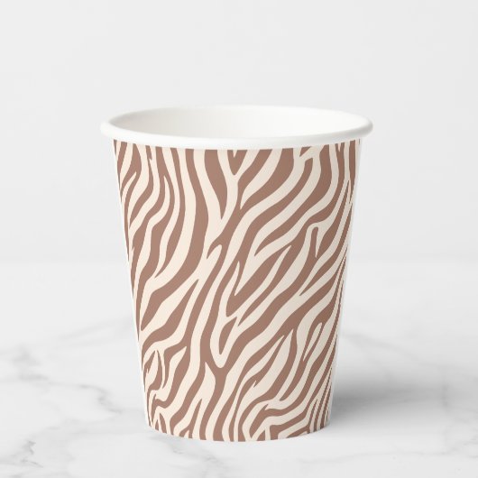 Zebra Print-Mocha Mousse Papieren Bekers (Voorkant)