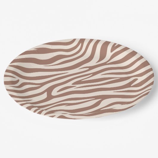 Zebra Print-Mocha Mousse Papieren Bordje (Gekanteld)