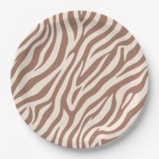 Zebra Print-Mocha Mousse Papieren Bordje (Voorkant)