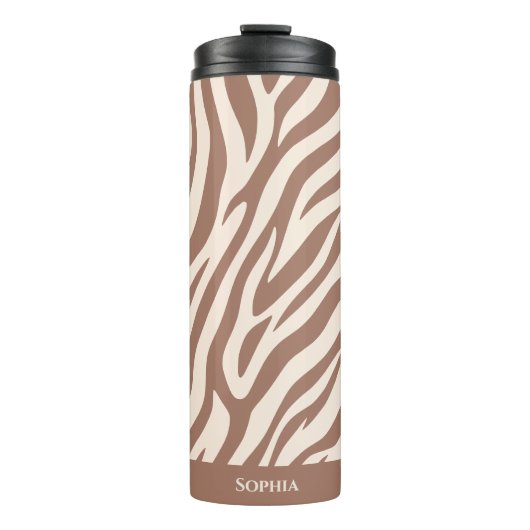 Zebra Print-Mocha Mousse Thermosbeker (Voorkant)