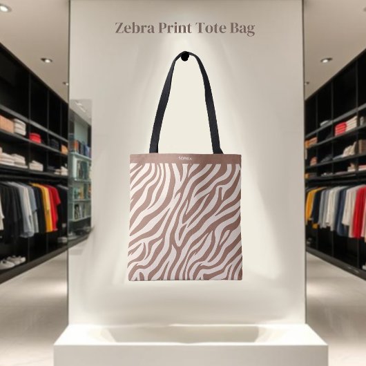 Zebra Print-Mocha Mousse- Tote Bag