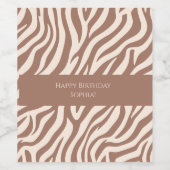 Zebra Print-Mocha Mousse Wijn Etiket (Enkel label)