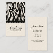 Zebra Print Mode Designer Elegant Modern Cream Visitekaartje (Voorkant / Achterkant)
